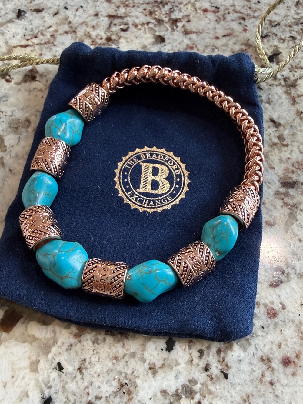 The Bradford Exchange Turquoise and solid Copper Bead Healing Bracelet